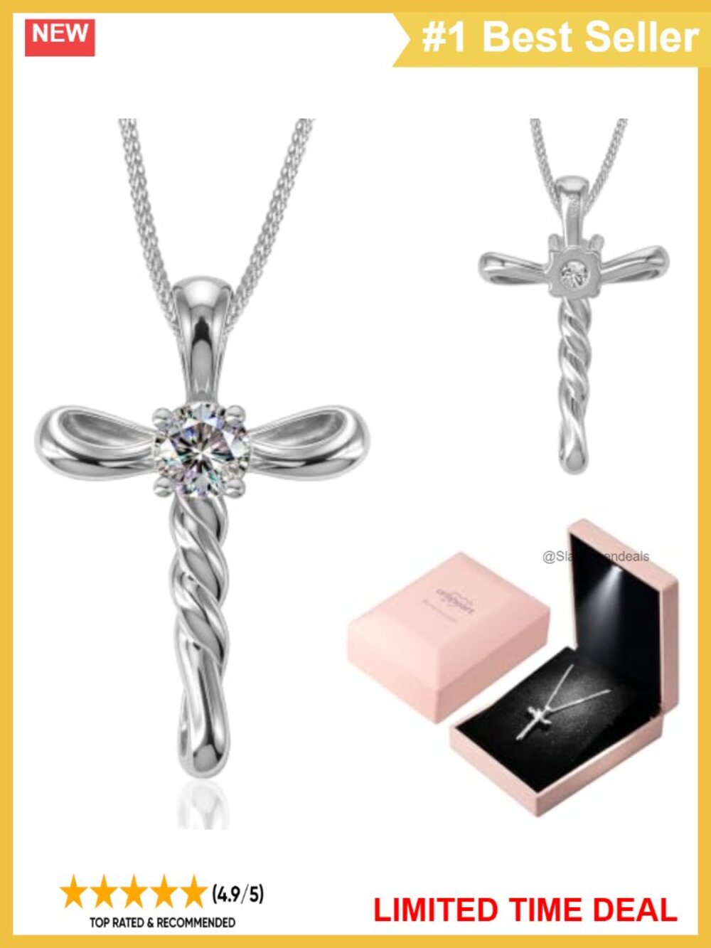 Moissanite Pendant Necklace 925 Sterling Silver Round Brilliant